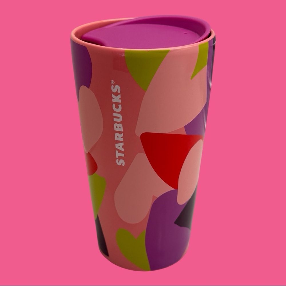 NWT Starbucks Valentine's Day Hearts Ceramic Tumbler 2022 Limited Edition Pink